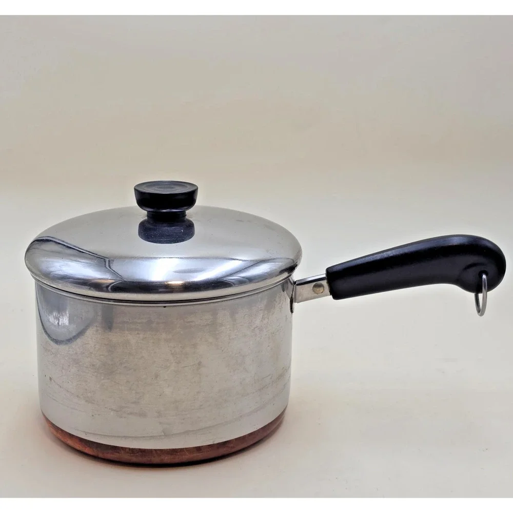 Revere Ware 1801 Saucepan Set 1.5 & 3 Quart Copper Bottom Stainless Clinton USA
